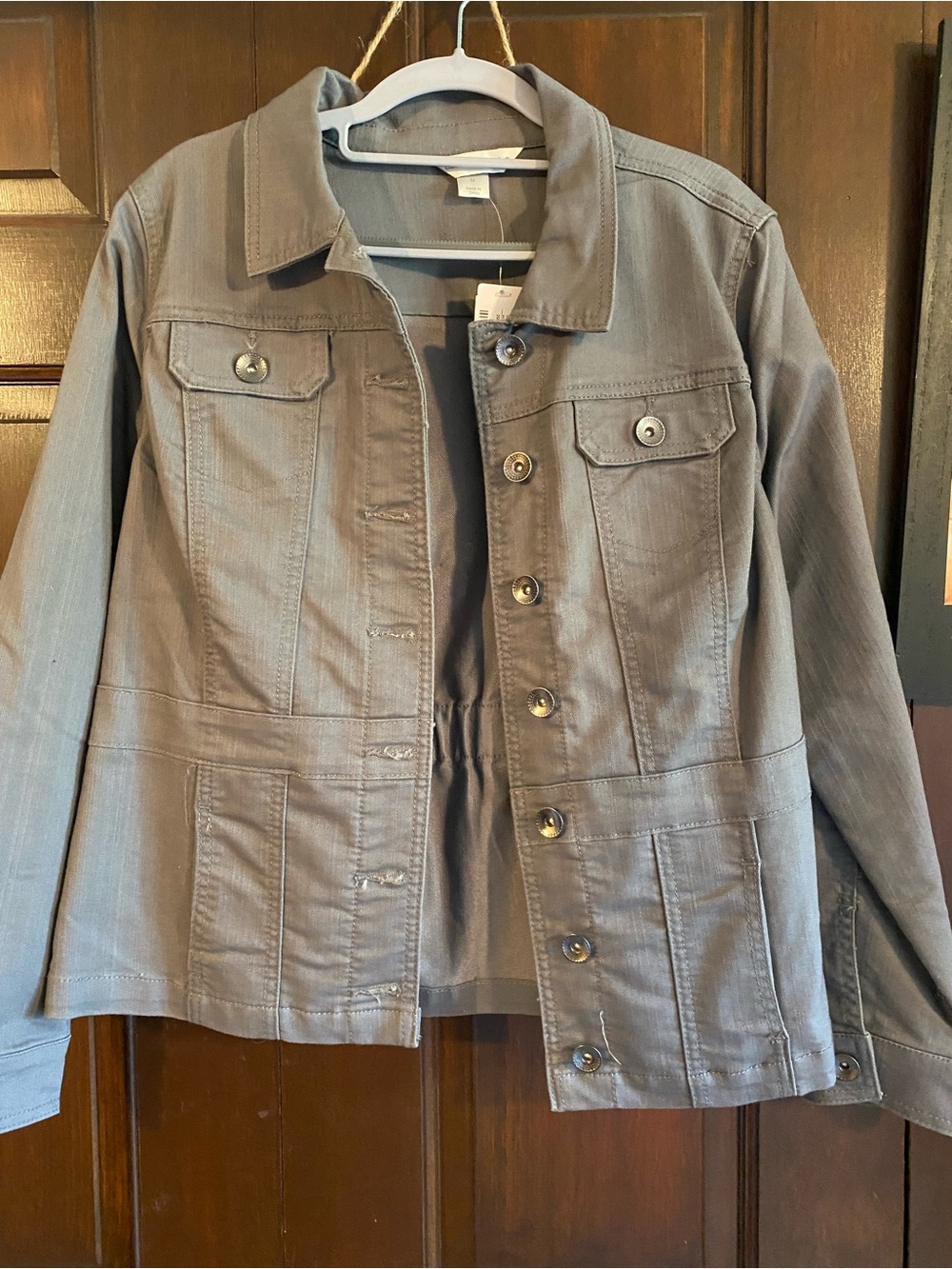 Christopher & Banks Gray Button-Front Jacket